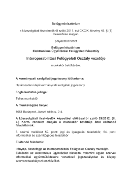 Interoperabilitási Felügyeleti Osztály vezetője