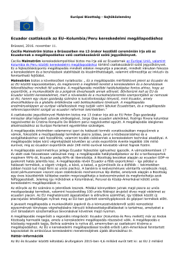 Ecuador csatlakozik az EU–Kolumbia/Peru kereskedelmi