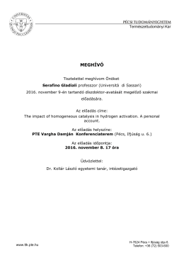17:00 Serafino Gladiali professzor díszdoktoravatását megelőző