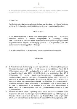 IV/390/2015. Az Alkotmánybíróság tanácsa alkotmányjogi panasz