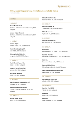 A Nespresso Magyarorsz&aacute;g hivatalos viszontelad&oacute;i list&aacute;ja