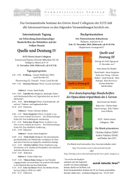 Quelle und Deutung IV - Eötvös Collegium