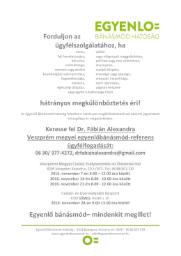 Egyenlő b&aacute;n&aacute;sm&oacute;d&ndash; mindenkit megillet!