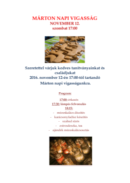 MÁRTON NAPI VIGASSÁG NOVEMBER 12. szombat 17:00