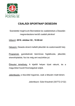 családi sportnap desedán