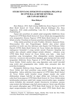 studi tentang efektivitas kerja pegawai di uptd balai benih sentral air