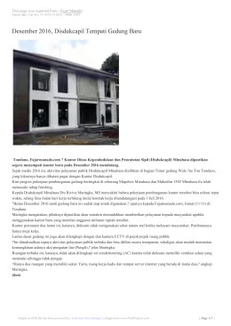 Desember 2016, Disdukcapil Tempati Gedung Baru