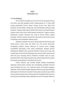 BAB I PENDAHULUAN 1.1 Latar Belakang Provinsi Banten