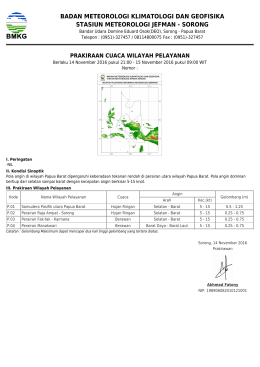 Prakiraan Cuaca Wilayah Pelayanan