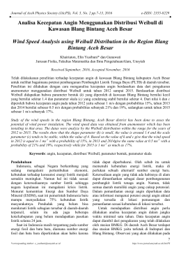 Analisa Kecepatan Angin Menggunakan Distribusi Weibull di