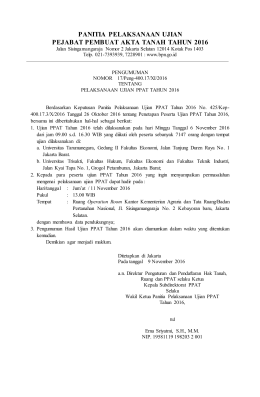 panitia pelaksanaan ujian pejabat pembuat akta tanah tahun 2016