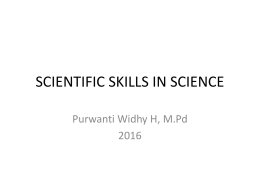 SCIENTIFIC SKILLS IN SCIENCE