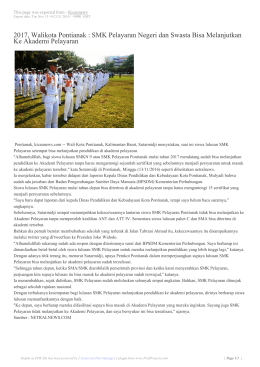 2017, Walikota Pontianak : SMK Pelayaran Negeri