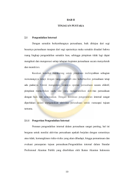 10 BAB II TINJAUAN PUSTAKA 2.1 Pengendalian Internal Dengan