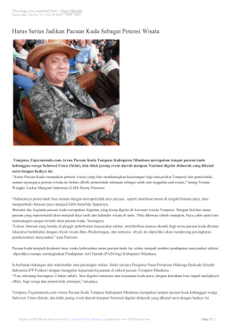 Harus Serius Jadikan Pacuan Kuda Sebagai