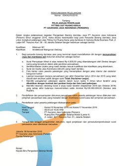 PENGUMUMAN PELELANGAN Nomor : 004/AJI/XI/2016 Tentang