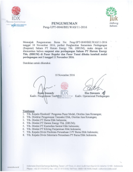 Pengumuman Unsuspensi Saham HRUM