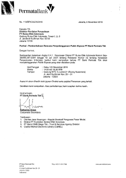 Page 1 . W PermatabanNV No. 119/BP/CSG/XI/2016 Jakarta, 8