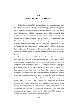 BAB V SIMPULAN, IMPLIKASI, DAN SARAN A. Simpulan
