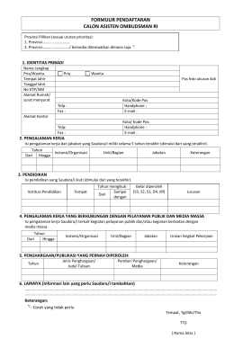 Formulis Isian Calon Asisten