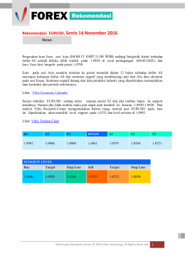 Rekomendasi EURUSD, Senin 14 November 2016