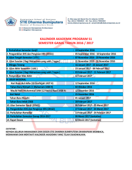 Kalender Akademik S1 Semester Ganjil TA 2016/2017