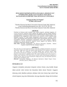 852 pengaruh partisipasi penganggaran, job relevant information