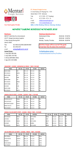 monthly sailing schedule november 2016