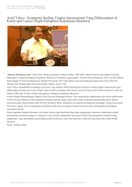 Arief Yahya : Kompetisi Surfing Tingkat Internasional