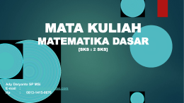 MATA KULIAH MATEMATIKA TEKNIK 2 [KODE/SKS : KD042216 / 2