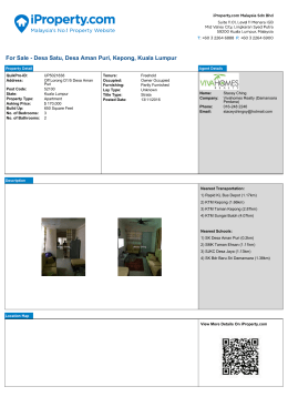 For Sale - Desa Satu, Desa Aman Puri, Kepong, Kuala