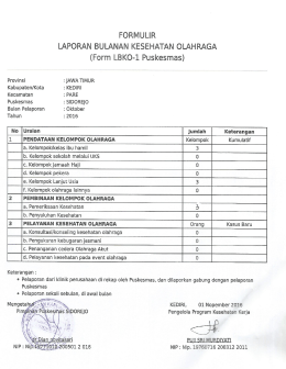 Page 1 FORMULIR LAPORAN BULANAN KESEHATAN
