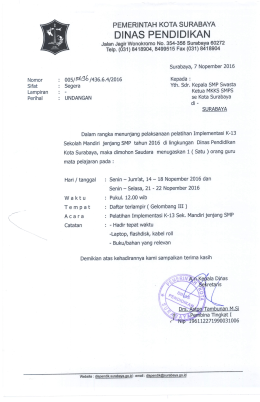 Page 1 Nomor Sifat Lampiran Perihal PEMERINTAH KOTA