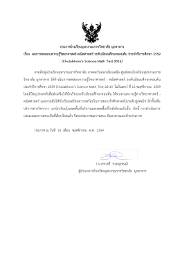 ประกาศโรงเรียนจุฬาภรณราชวิทยาลัย มุกดาหาร เรื่อง ผลการทดสอบความรู้