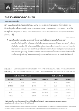วิเคราะห ์ตลาดภาคบ่า ย SET Index ปิดภาคเช้า 1476.66