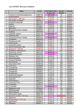 List of DMSC Reference Standard