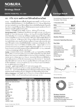 XO : กําไร 3Q16 หดตัวจากค่าใช้จ่ายย้ายโรงงานใหม่ Action