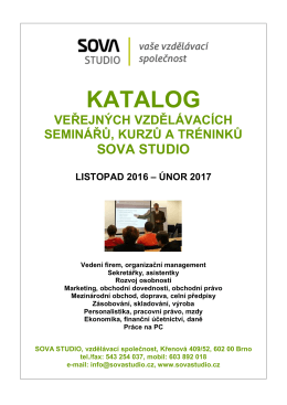 Katalog veřejných kurzů listopad 2016 až únor 2017