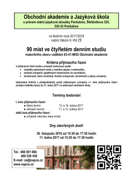 Obchodn&iacute; akademie, &Scaron;tef&aacute;nikova 325, 530 43 Pardubice