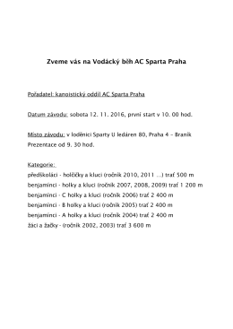 Zveme vás na Vodácký b h AC Sparta Praha ě
