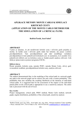 aplikace metody monte carlo k simulaci kritick&eacute; cesty (application of