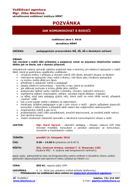 Jak komunikovat s rodiči - Vzdělávací agentura | Mgr. Jitka Blechová