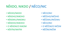 NĚKDO, NIKDO / NĚCO/NIC