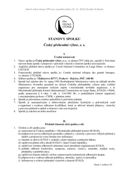 STANOVY SPOLKU Česk&yacute; přehradn&iacute; v&yacute;bor, z. s.