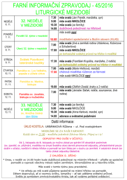 FARNÍ INFORMAČNÍ ZPRAVODAJ - 45/2016 LITURGICKÉ MEZIDOBÍ