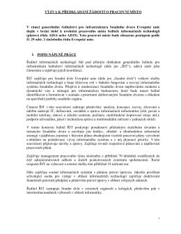 VÝZVA K PŘEDKLÁDÁNÍ ŽÁDOSTÍ O PRACOVNÍ - curia