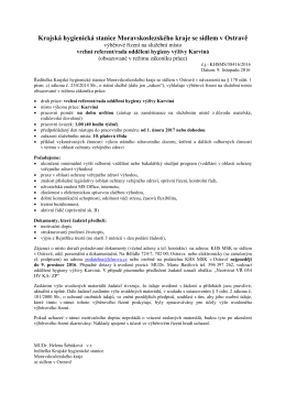Výběrové řízení na služební místo vrchní referent/rada oddělení