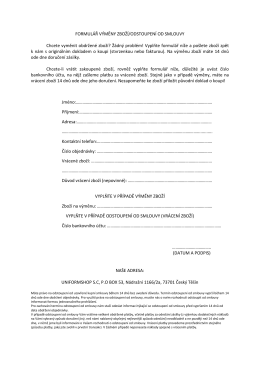 FORMULÁŘ VÝMĚNY ZBOŽÍ/ODSTOUPENÍ OD