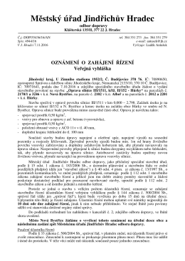 Veřejná vyhláška - Oznámení o zahájení řízení Oprava silnice Hůrky