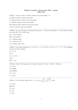 Přij&iacute;mac&iacute; zkou&scaron;ka z Matematiky 2017